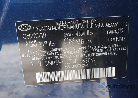 2021 Hyundai Sonata Limited from USA, damaged, VIN 5NPEH4J27MH085062